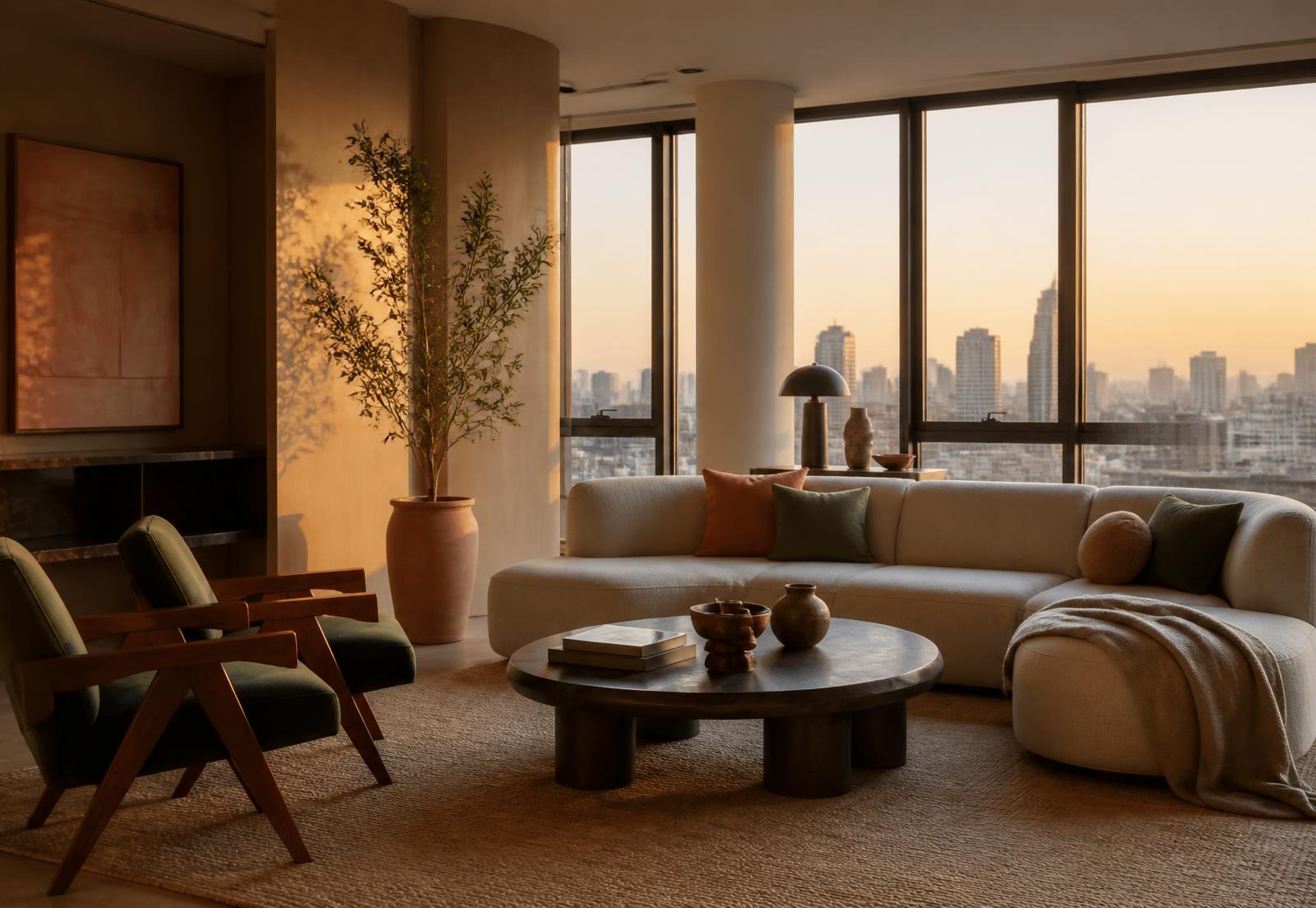 Sala de estar contemporânea de apartamento à venda